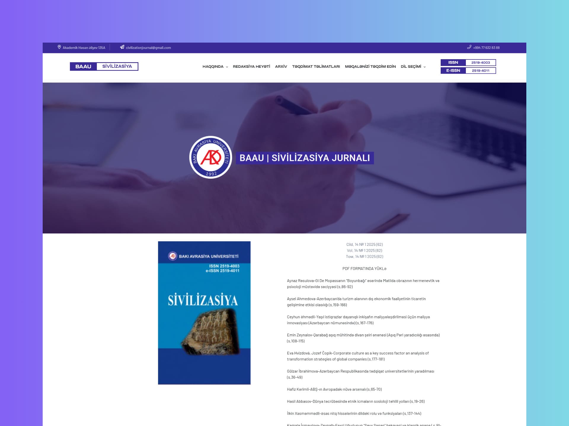 Bakı Avrasiya Universiteti Sivilizasiya Jurnalı - Nora.az Layihəsi